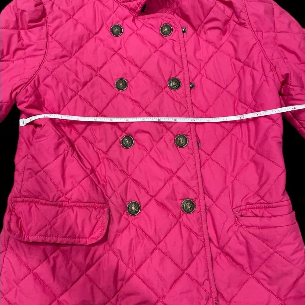 Ralph Lauren girls Large 10-14 quilted button jacket dress coat Barbie pink